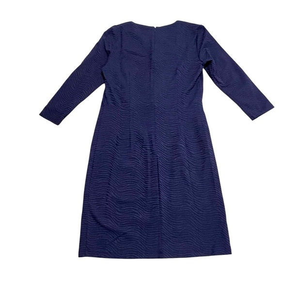 J McLaughlin Women's Sophia Dress Medium Navy 3/4 Sleeve Wave Jacquard‎ Textured - Picture 3 of 13